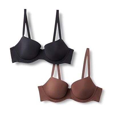 Amazon Essentials Damen Balconette-Bügel-BH mit Mikrofaser gefüttert, 2er-Pack, Haselnuss/Schwarz, 85A Amazon Essentials Damen Balconette-Bügel-BH mit Mikrofaser gefüttert, 2er-Pack, Haselnuss/Schwarz, 85A