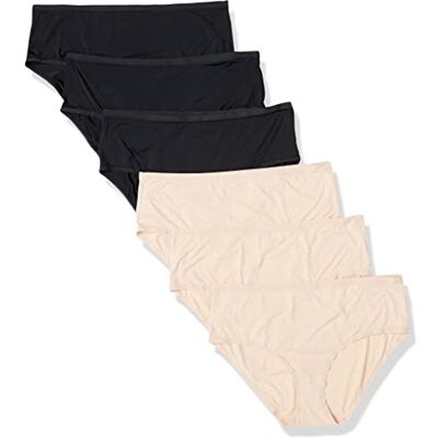 Amazon Essentials Damen Unterwäsche mit mittelhohem Bund (in Übergröße erhältlich), 6er-Pack, Helles Blütenblatt/Schwarz, 3XL Große Größen Amazon Essentials Damen Unterwäsche mit mittelhohem Bund (in Übergröße erhältlich), 6er-Pack, Helles Blütenblatt/Schwarz, 3XL Große Größen