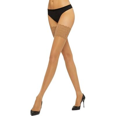 Wolford Damen Matt Fein Strumpfhose Satin Touch 20 Stay Up 21223, 20 DEN, Gr. Small, Beige (Caramel 4004) Wolford Damen Matt Fein Strumpfhose Satin Touch 20 Stay Up 21223, 20 DEN, Gr. Small, Beige (Caramel 4004)