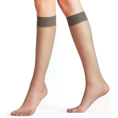 FALKE Damen Kniestrümpfe Seidenglatt 15 DEN W Kh transparent einfarbig 1 Paar, Grau Iron 3274, 39-42 FALKE Damen Kniestrümpfe Seidenglatt 15 DEN W Kh transparent einfarbig 1 Paar, Grau Iron 3274, 39-42