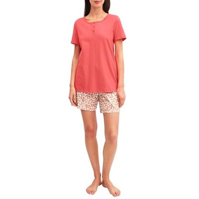 CALIDA Flower Nights Kurz-Pyjama, Schlafanzug Damen, 100% Baumwolle, hautfreundlich, pflegeleicht, elastischer Bund Rose of Sharon 40-42 CALIDA Flower Nights Kurz-Pyjama, Schlafanzug Damen, 100% Baumwolle, hautfreundlich, pflegeleicht, elastischer Bund Rose of Sharon 40-42
