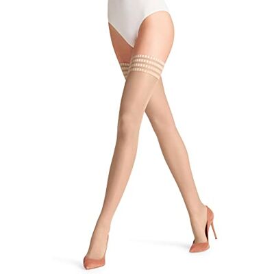 FALKE Damen Stay-Ups Pure Matt 20 DEN W Stu transparent einfarbig 1 Paar, Hautfarben Cocoon 4859, M FALKE Damen Stay-Ups Pure Matt 20 DEN W Stu transparent einfarbig 1 Paar, Hautfarben Cocoon 4859, M