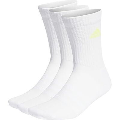 Adidas Unisex Cushioned Crew Socks 3 Pairs, White/Lucid Cyan/Lucid Lemon/Lucid Pink, 48-51 Adidas Unisex Cushioned Crew Socks 3 Pairs, White/Lucid Cyan/Lucid Lemon/Lucid Pink, 48-51