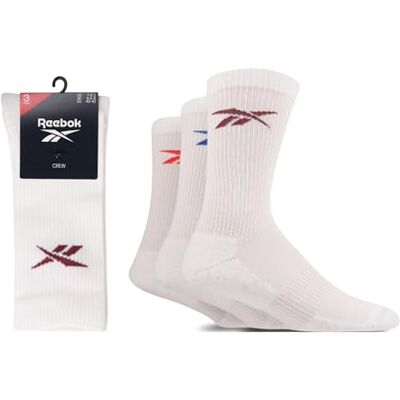 Reebok Hohe Socken Unisex, Weiß, Größe 43-45, 3 Paar Reebok Hohe Socken Unisex, Weiß, Größe 43-45, 3 Paar