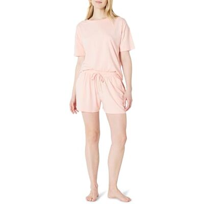 Amazon Essentials Damen Schlafanzug, Kurz, Nachtwäsche-Set aus Kurzärmeligem T-Shirt und Shorts aus Weichem Baumwollmix, Hellrosa, L Amazon Essentials Damen Schlafanzug, Kurz, Nachtwäsche-Set aus Kurzärmeligem T-Shirt und Shorts aus Weichem Baumwollmix, Hellrosa, L