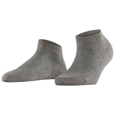 FALKE Damen Sneakersocken Shiny Rib W Sn Viskose kurz einfarbig 1 Paar, Grau Pepper 3904, 35-38 FALKE Damen Sneakersocken Shiny Rib W Sn Viskose kurz einfarbig 1 Paar, Grau Pepper 3904, 35-38