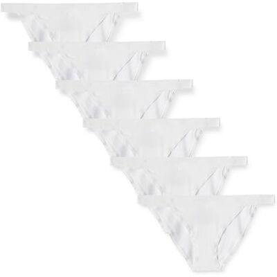 Amazon Essentials Damen Unterwäsche-Tanga aus Baumwolljersey, 6er-Pack, Weiß, 38 Amazon Essentials Damen Unterwäsche-Tanga aus Baumwolljersey, 6er-Pack, Weiß, 38