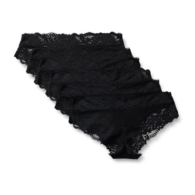 Amazon Essentials Damen Stretch-Höschen mit Galonspitze in den Ausführungen Bikini, Hipster, Tanga und High Waist, 6er Pack, Schwarz, 42 Amazon Essentials Damen Stretch-Höschen mit Galonspitze in den Ausführungen Bikini, Hipster, Tanga und High Waist, 6er Pack, Schwarz, 42