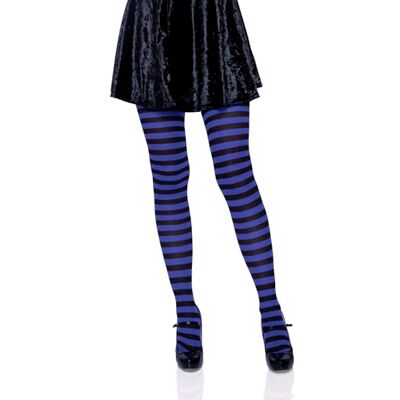 LEG AVENUE Damen Stripe Leggings, Schwarz / Königsblau, Einheitsgröße Große Größen EU LEG AVENUE Damen Stripe Leggings, Schwarz / Königsblau, Einheitsgröße Große Größen EU