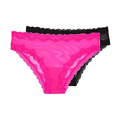 Smart & Sexy Damen Slip aus Mesh und Spitze, Erhältlich in Multipacks Hipster-Höschen, pink/schwarz, XL Smart & Sexy Damen Slip aus Mesh und Spitze, Erhältlich in Multipacks Hipster-Höschen, pink/schwarz, XL