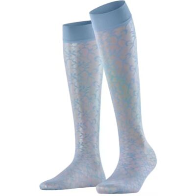 FALKE Damen Kniestrümpfe Soft Spell 15 DEN W Kh transparent gemustert 1 Paar, Blau Sky Blue 6876, 39-42 FALKE Damen Kniestrümpfe Soft Spell 15 DEN W Kh transparent gemustert 1 Paar, Blau Sky Blue 6876, 39-42