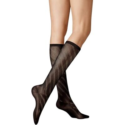 KUNERT Damen Kniestrümpfe Diagonal Crochet Fashion Ebenholz 1541 39-42 KUNERT Damen Kniestrümpfe Diagonal Crochet Fashion Ebenholz 1541 39-42