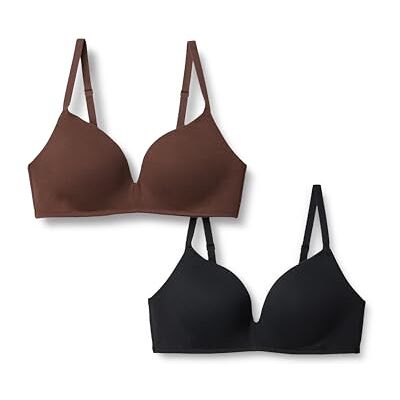 Amazon Essentials Damen BH ohne Bügel Bralette aus Baumwolljersey gefüttert, 2er-Pack, Haselnuss/Schwarz, 75B Amazon Essentials Damen BH ohne Bügel Bralette aus Baumwolljersey gefüttert, 2er-Pack, Haselnuss/Schwarz, 75B