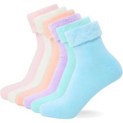 FM London 6er-Pack Sehr Warm Flauschige Socken für Damen, Superweiche Thermo-Bettsocken in Pastellfarben (Größe: 37-41) FM London 6er-Pack Sehr Warm Flauschige Socken für Damen, Superweiche Thermo-Bettsocken in Pastellfarben (Größe: 37-41)