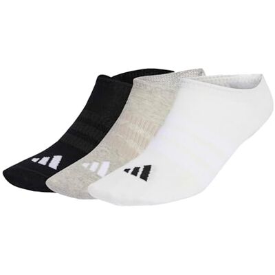 Adidas Unisex Thin&Light Sportswear No Show Socks 3 Pair Pack, medium grey heather/white/black, 34-36 Adidas Unisex Thin&Light Sportswear No Show Socks 3 Pair Pack, medium grey heather/white/black, 34-36