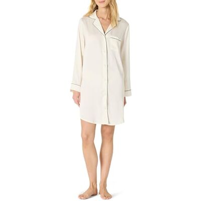 Amazon Essentials Damen Nachtwäsche-Nachthemd aus Satin mit Knopfleiste, Elfenbein, L Amazon Essentials Damen Nachtwäsche-Nachthemd aus Satin mit Knopfleiste, Elfenbein, L