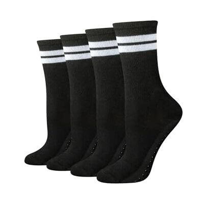 Amazon Essentials Damen Rutschfeste Pilates-Socken mit Noppen, 4 Paar, Schwarz, 38.5-43 Amazon Essentials Damen Rutschfeste Pilates-Socken mit Noppen, 4 Paar, Schwarz, 38.5-43