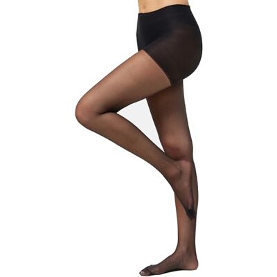 Nur Die Wie eine zweite Haut Ohne Bund Strumpfhose 20 DEN transparente Fein-Strumpfhose ohne Bund seidig matte Optik Damen, schwarz, L Nur Die Wie eine zweite Haut Ohne Bund Strumpfhose 20 DEN transparente Fein-Strumpfhose ohne Bund seidig matte Optik Damen, schwarz, L