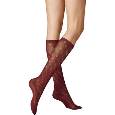 KUNERT Damen Kniestrümpfe Diagonal Crochet Fashion Wein 1543 39-42 KUNERT Damen Kniestrümpfe Diagonal Crochet Fashion Wein 1543 39-42