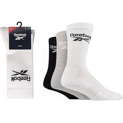 Reebok Hohe Socken Unisex – Bequem, atmungsaktiv, für Sport, Fitness, Yoga, Laufen oder Alltag, maschinenwaschbar, 3 Paar, Größe 43-45, Weiß/Grau/Schwarz Reebok Hohe Socken Unisex – Bequem, atmungsaktiv, für Sport, Fitness, Yoga, Laufen oder Alltag, maschinenwaschbar, 3 Paar, Größe 43-45, Weiß/Grau/Schwarz