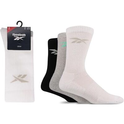 Reebok Hohe Socken Unisex – Bequem, atmungsaktiv, für Sport, Fitness, Yoga, Laufen oder Alltag, maschinenwaschbar, 3 Paar, Größe 40-42, Weiß/Grau/Schwarz Reebok Hohe Socken Unisex – Bequem, atmungsaktiv, für Sport, Fitness, Yoga, Laufen oder Alltag, maschinenwaschbar, 3 Paar, Größe 40-42, Weiß/Grau/Schwarz