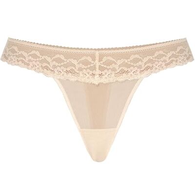 Teyli String Tanga Damen mit Zarter Spitze Verziert Strings & Tangas für Damen aus Transparentem Mesh aus Transparentem Mesh mit Angenehmer Passform Beige L Teyli String Tanga Damen mit Zarter Spitze Verziert Strings & Tangas für Damen aus Transparentem Mesh aus Transparentem Mesh mit Angenehmer Passform Beige L