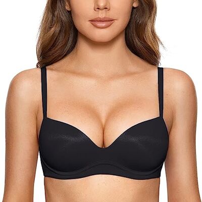 DOBREVA BH Damen ohne Bügel Push Up BHS Soft T Shirt Gepolstert Bustier Nahtlose Sleep Schwarz 85B DOBREVA BH Damen ohne Bügel Push Up BHS Soft T Shirt Gepolstert Bustier Nahtlose Sleep Schwarz 85B