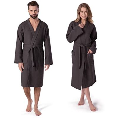 Möve Homewear Kimono Waffelpiquée in Gr. M aus 100 % Baumwolle, graphite Möve Homewear Kimono Waffelpiquée in Gr. M aus 100 % Baumwolle, graphite