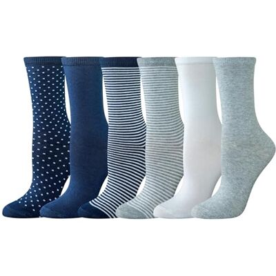 Amazon Essentials Damen Crew-Socken, Baumwolle, 6 Paar, Einheitliche Farben/Mehrfarbig/Punkte/Streifen, 36-39.5 Amazon Essentials Damen Crew-Socken, Baumwolle, 6 Paar, Einheitliche Farben/Mehrfarbig/Punkte/Streifen, 36-39.5