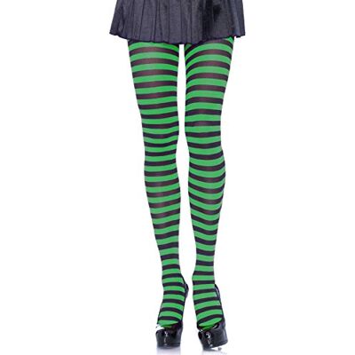 LEG AVENUE Damen Stripe Leggings, Schwarz/Kelly Grün, Einheitsgröße Große Größen EU LEG AVENUE Damen Stripe Leggings, Schwarz/Kelly Grün, Einheitsgröße Große Größen EU