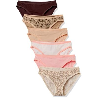 Amazon Essentials Damen Bikini-Unterhosen aus Baumwolle (in Übergröße erhältlich), 6er Pack, Leopardenmuster/Mehrfarbig/Streifen/Tiermuster, 36 Amazon Essentials Damen Bikini-Unterhosen aus Baumwolle (in Übergröße erhältlich), 6er Pack, Leopardenmuster/Mehrfarbig/Streifen/Tiermuster, 36