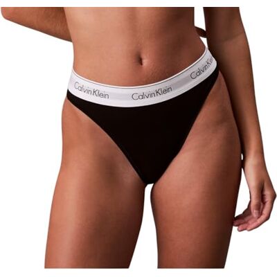 Calvin Damen Slip Bikini Form High Leg mit Logobund, Schwarz (Black), L Calvin Damen Slip Bikini Form High Leg mit Logobund, Schwarz (Black), L