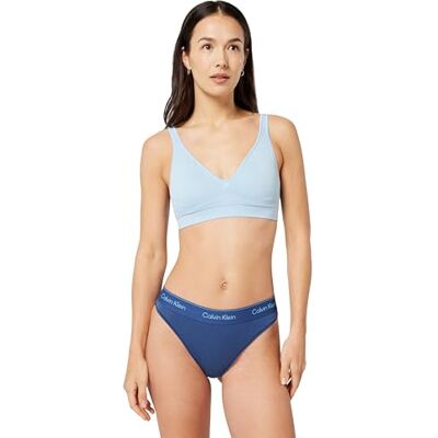 Calvin Damen Slip High Leg mit Logobund, Blau (Dark Denim), S Calvin Damen Slip High Leg mit Logobund, Blau (Dark Denim), S