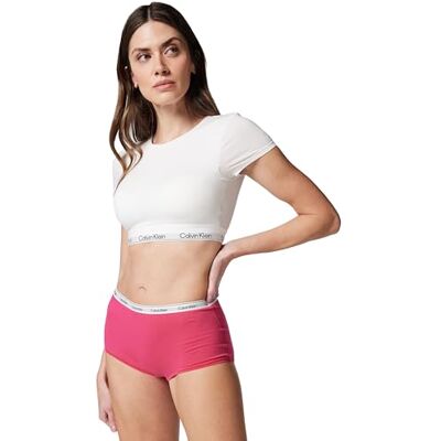 Calvin Damen Hipster Boyshort mit Logobund, Rosa (Vibrant Pink), XL Calvin Damen Hipster Boyshort mit Logobund, Rosa (Vibrant Pink), XL