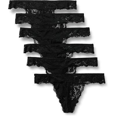 Amazon Essentials Damen Stretch-Höschen mit Galonspitze in den Ausführungen Bikini, Hipster, Tanga und High Waist, 6er Pack, Schwarz, 46 Amazon Essentials Damen Stretch-Höschen mit Galonspitze in den Ausführungen Bikini, Hipster, Tanga und High Waist, 6er Pack, Schwarz, 46