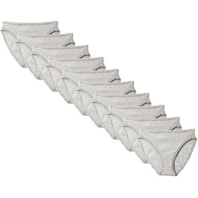 Amazon Essentials Damen Unterhosen aus Baumwoll-Stretch, Hoch Geschnittenes Bikini-Höschen, 10er Pack, Mittelgrau Meliert, 38 Amazon Essentials Damen Unterhosen aus Baumwoll-Stretch, Hoch Geschnittenes Bikini-Höschen, 10er Pack, Mittelgrau Meliert, 38