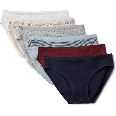 Amazon Essentials Damen Bikini-Unterhosen aus Baumwolle (in Übergröße erhältlich), 6er Pack, Mehrfarbig/Punkte/Blumen/Streifen, 38 Amazon Essentials Damen Bikini-Unterhosen aus Baumwolle (in Übergröße erhältlich), 6er Pack, Mehrfarbig/Punkte/Blumen/Streifen, 38