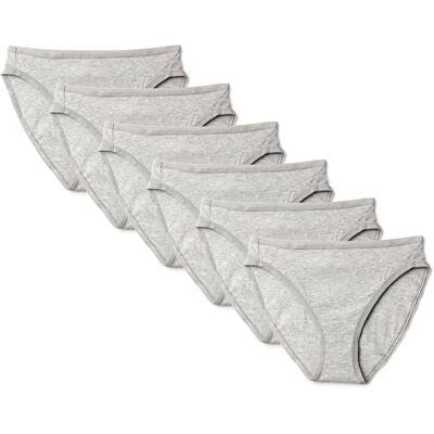 Amazon Essentials Damen Unterhosen aus Baumwoll-Stretch, Hoch Geschnittenes Bikini-Höschen, 6er Pack, Medium Grey Heather, 46 Amazon Essentials Damen Unterhosen aus Baumwoll-Stretch, Hoch Geschnittenes Bikini-Höschen, 6er Pack, Medium Grey Heather, 46