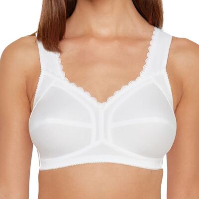 Susa Baumwoll BH Damen ohne Bügel Cotton I Damen-BHS mit genähten Cups und Entlastungsträger I 100% Baumwolle I Tolles Hautgefühl, hoher I weiß I 85B Susa Baumwoll BH Damen ohne Bügel Cotton I Damen-BHS mit genähten Cups und Entlastungsträger I 100% Baumwolle I Tolles Hautgefühl, hoher I weiß I 85B