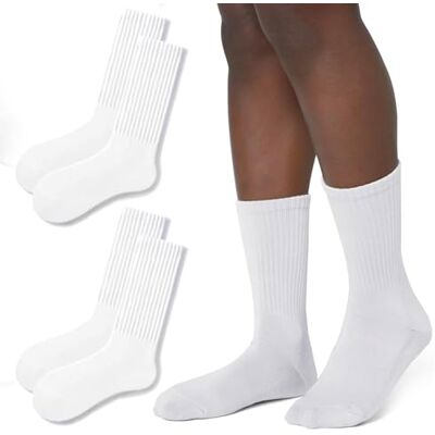 ForBaysy Crew-Socken für Damen, Retro-Socken, lässig, gerippt, 5 Stück, Weiß-2er-Pack, Einheitsgröße ForBaysy Crew-Socken für Damen, Retro-Socken, lässig, gerippt, 5 Stück, Weiß-2er-Pack, Einheitsgröße