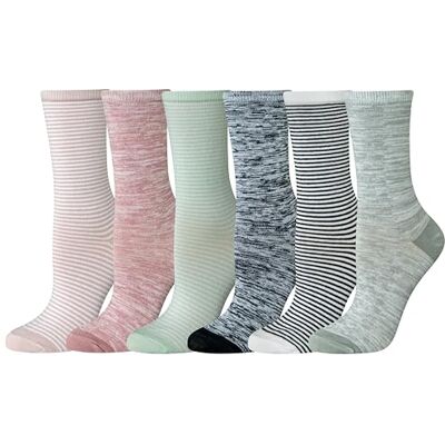 Amazon Essentials Crew-Socken für Damen, Baumwolle, 6 Paar, mehrfarbig/Space Dye/Streifen, Größe 39-42 Amazon Essentials Crew-Socken für Damen, Baumwolle, 6 Paar, mehrfarbig/Space Dye/Streifen, Größe 39-42