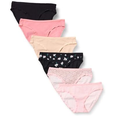 Amazon Essentials Damen Bikini-Unterhosen aus Baumwolle (in Übergröße erhältlich), 6er Pack, Floral/Mehrfarbig/Ministreifen/Streublumen, 44 Amazon Essentials Damen Bikini-Unterhosen aus Baumwolle (in Übergröße erhältlich), 6er Pack, Floral/Mehrfarbig/Ministreifen/Streublumen, 44