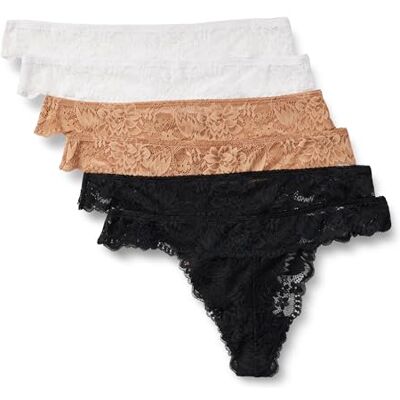 Amazon Essentials Damen Stretch-Höschen mit Galonspitze in den Ausführungen Bikini, Hipster, Tanga und High Waist, 6er Pack, Gewaschene Bronze/Schwarz/Weiß, 36 Amazon Essentials Damen Stretch-Höschen mit Galonspitze in den Ausführungen Bikini, Hipster, Tanga und High Waist, 6er Pack, Gewaschene Bronze/Schwarz/Weiß, 36