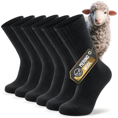 PULIOU Merino Socken Herren Damen Thermosocken Wandersocken Outdoor & Trekking-Socken, Anti-Blasen, Gepolstert Arbeitssocken Wintersocken (3 Paar) Schwarz M PULIOU Merino Socken Herren Damen Thermosocken Wandersocken Outdoor & Trekking-Socken, Anti-Blasen, Gepolstert Arbeitssocken Wintersocken (3 Paar) Schwarz M