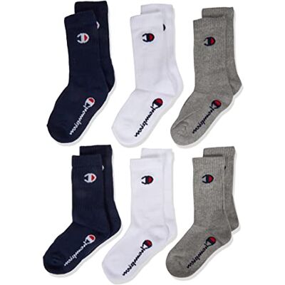 Champion Unisex Socks Basics 6pk Crew Füßlinge, Marineblau/Weiß/Klar Melange Grau, 27-30 EU Champion Unisex Socks Basics 6pk Crew Füßlinge, Marineblau/Weiß/Klar Melange Grau, 27-30 EU