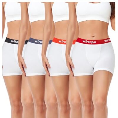 wirarpa Damen Panties Boxershorts Damen Baumwolle Unterhosen mit Bein Kurze Hosen unter Kleid 3" Schrittlänge 4er Pack Weiß Größe XL wirarpa Damen Panties Boxershorts Damen Baumwolle Unterhosen mit Bein Kurze Hosen unter Kleid 3" Schrittlänge 4er Pack Weiß Größe XL