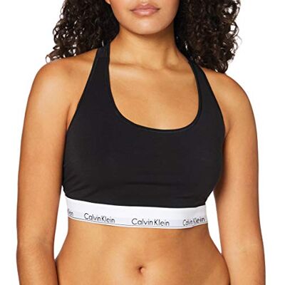 Calvin Damen Bralette mit Logobund, Schwarz (Black), XL Calvin Damen Bralette mit Logobund, Schwarz (Black), XL