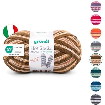 Gründl Wolle Hot Socks Como 4-fach Sockenwolle für 1 Paar Socken Sockengarn Weich und hautfreundlich 75% Schurwolle, 25% Polyamid 1 Knäuel 100 g / 420 m -Nadelstärke 2,5-3 walnuss-weiß Gründl Wolle Hot Socks Como 4-fach Sockenwolle für 1 Paar Socken Sockengarn Weich und hautfreundlich 75% Schurwolle, 25% Polyamid 1 Knäuel 100 g / 420 m -Nadelstärke 2,5-3 walnuss-weiß