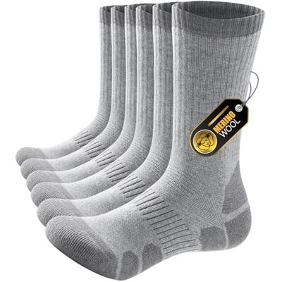 PULIOU Wandersocken Merino Socken Herren Damen, Outdoor & Trekking-Socken, Anti-Blasen, Gepolstert Arbeitssocken Laufsocken Sportsocken, Grau 43-46 (3 Paar) PULIOU Wandersocken Merino Socken Herren Damen, Outdoor & Trekking-Socken, Anti-Blasen, Gepolstert Arbeitssocken Laufsocken Sportsocken, Grau 43-46 (3 Paar)