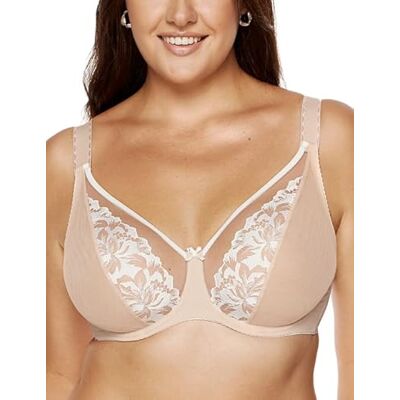 Gorteks Lingerie EGERIE-B2 weicher bestickter BH, Plus Size BH, bequemer Damen-Bügel-BH, Damenunterwäsche, transparenter BH, Hochzeits-BH, ungepolsterter BH – 85C, BEIGE Gorteks Lingerie EGERIE-B2 weicher bestickter BH, Plus Size BH, bequemer Damen-Bügel-BH, Damenunterwäsche, transparenter BH, Hochzeits-BH, ungepolsterter BH – 85C, BEIGE